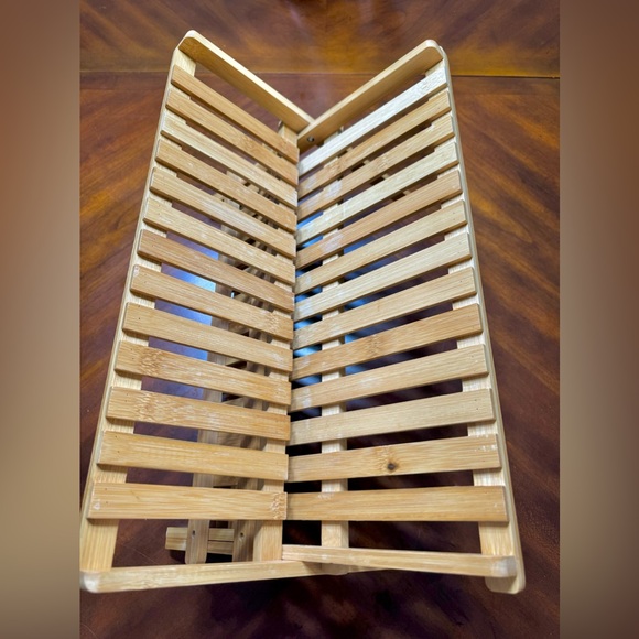 2 Tier Bamboo Dish Drying Rack Collapsible Plate Cutlery Holder Kitchen - Picture 10 of 10